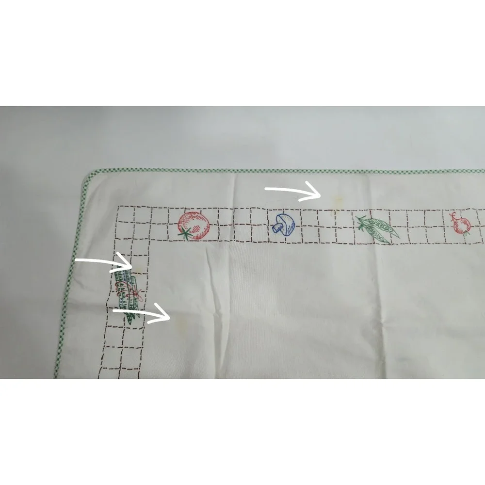 Vintage Embroidered Tablecloth Kitchen Fruit & Veggies 33